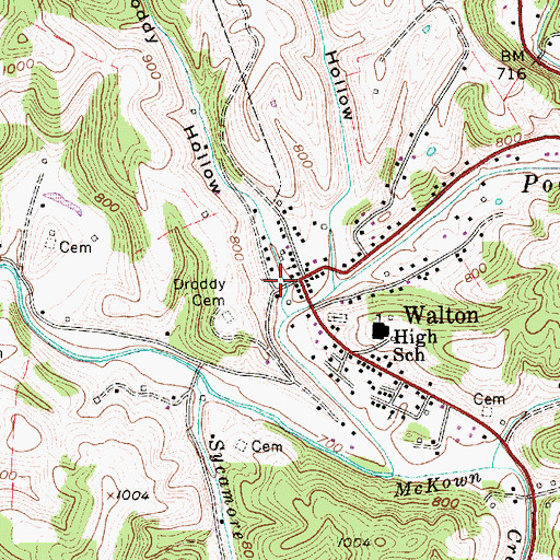Topographic Map of Walton Post Office, WV