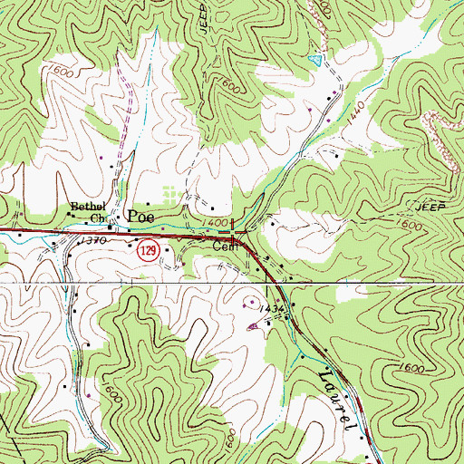 Topographic Map of Bethel Cemetery, WV