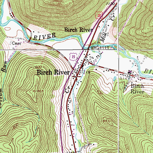 Topographic Map of Birch River Baptist Church, WV