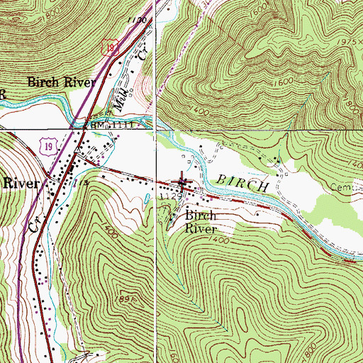 Topographic Map of Birch River Elementary School, WV