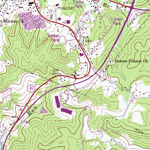 Topographic Map of Calvary Baptist Church, WV
