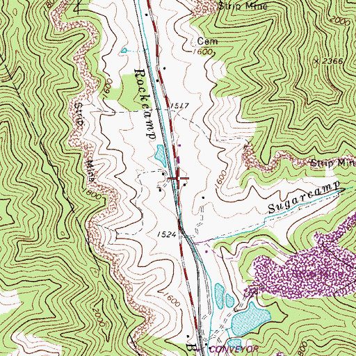 Topographic Map of Cornelia, WV
