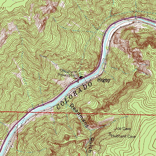 Topographic Map of Shoshone Powerplant, CO