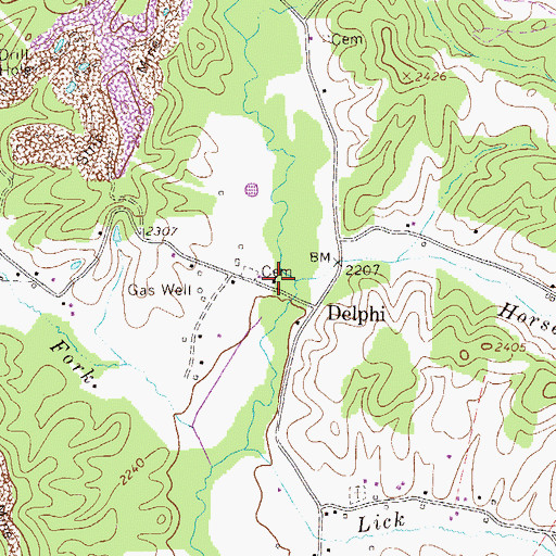 Topographic Map of Delphi United Methodist Church, WV