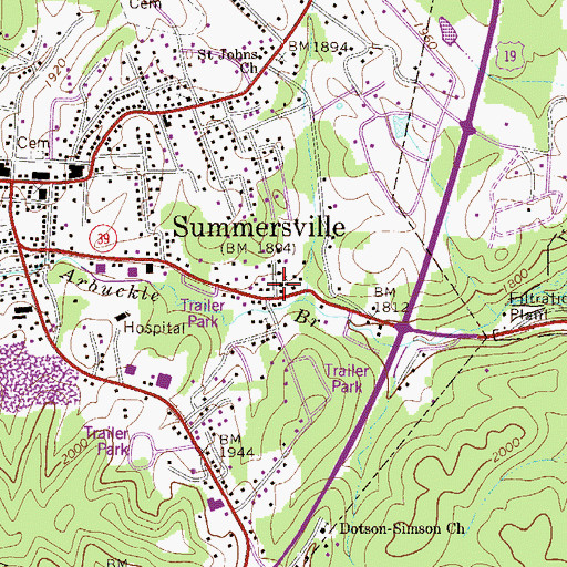 Topographic Map of Emmanuel Baptist Church, WV