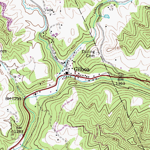 Topographic Map of Gilboa Post Office, WV