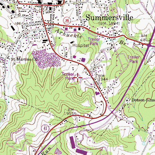 Topographic Map of Pine Trailer Park, WV