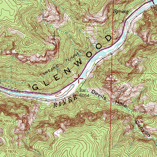 Topographic Map of Devils Hole Canyon, CO