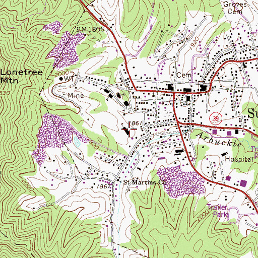 Topographic Map of Summersville Elementary School, WV