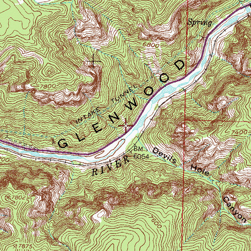 Topographic Map of Devils Hole Creek, CO