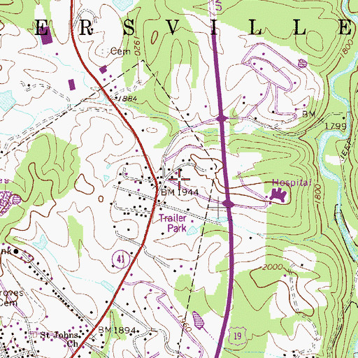 Topographic Map of Tara Estates, WV