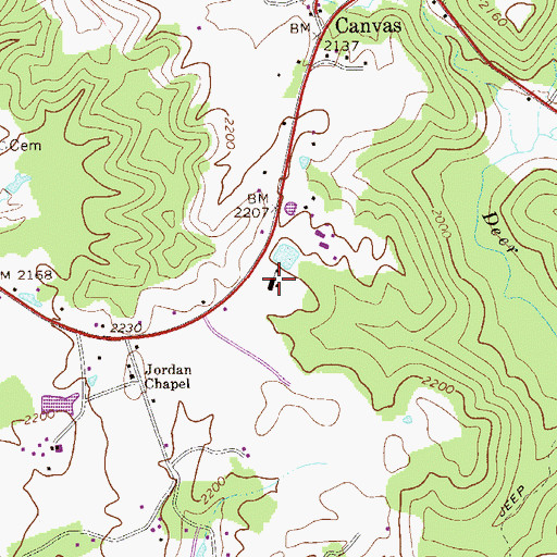 Topographic Map of Canvas Elementary School (historical), WV