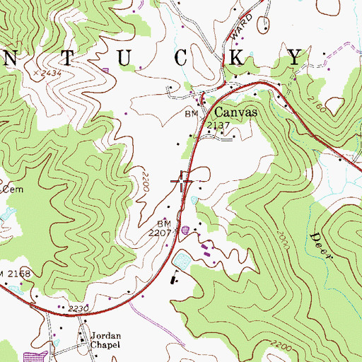 Topographic Map of Canvas Post Office, WV