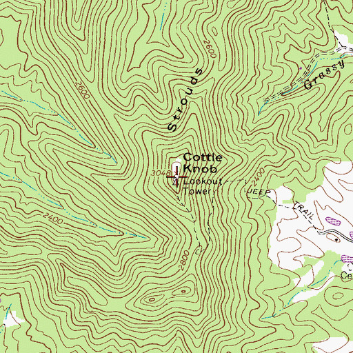 Topographic Map of Cottle Knob Lookout Tower, WV