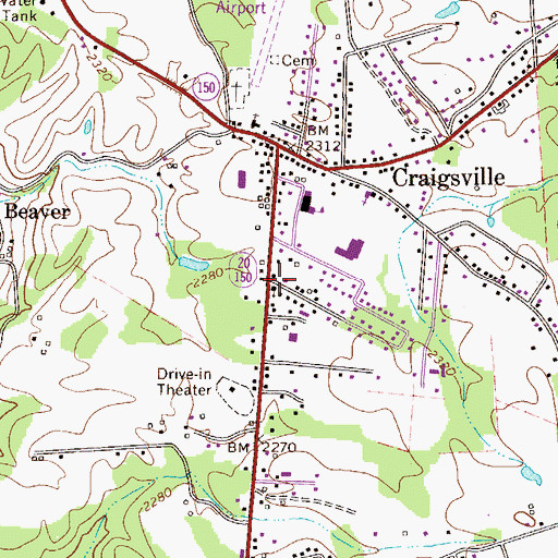 Topographic Map of Craigsville Church of God, WV
