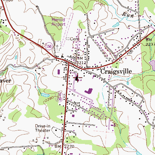 Topographic Map of Craigsville Elementary School, WV