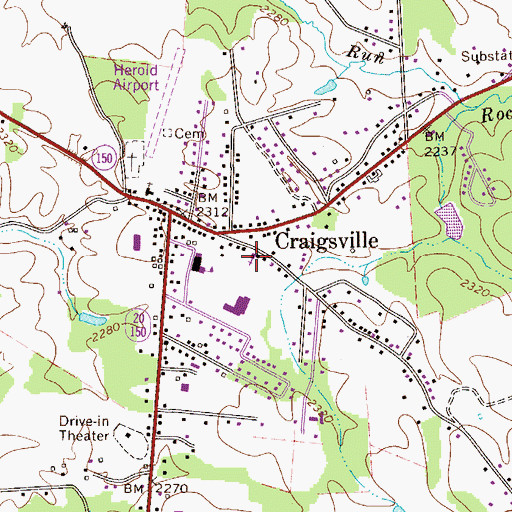 Topographic Map of Craigsville Revival Center Pentecostal Church, WV