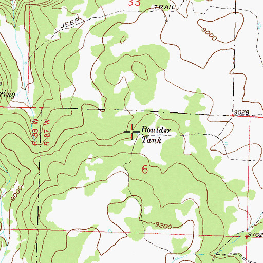 Topographic Map of Bouller Tank, CO