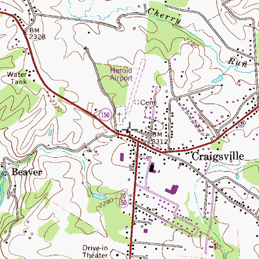 Topographic Map of First Baptist Church, WV