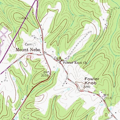 Topographic Map of Fowlers Knob Cemetery, WV