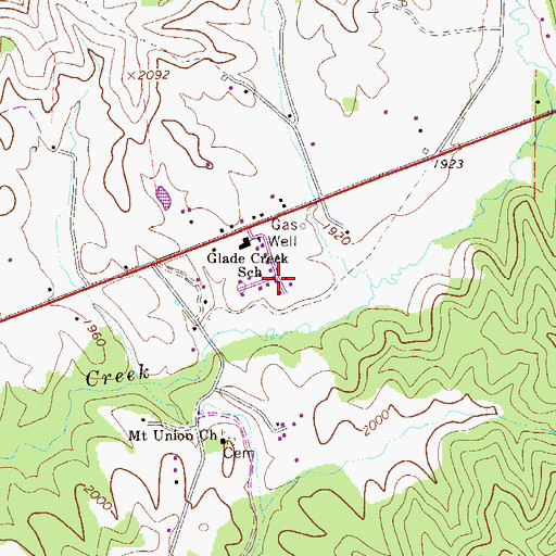 Topographic Map of Glade Creek, WV
