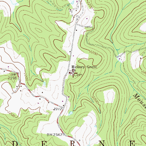Topographic Map of Hickory Grove Cemetery, WV