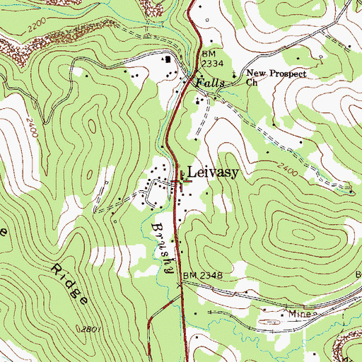 Topographic Map of Leivasy Post Office, WV