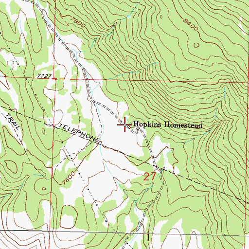 Topographic Map of Hopkins Homestead, CO