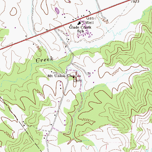 Topographic Map of Mount Union Cemetery, WV