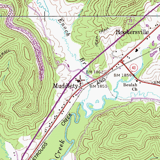 Topographic Map of Muddlety Elementary School (historical), WV
