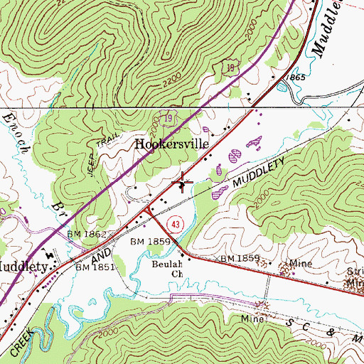 Topographic Map of Muddlety United Methodist Church, WV