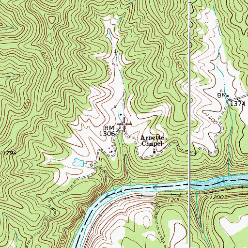 Topographic Map of Pine Grove School (historical), WV