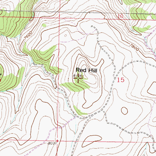 Topographic Map of Red Hill, CO