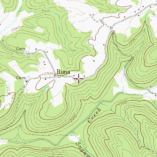 Topographic Map of Runa Post Office, WV