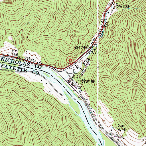 Topographic Map of Sims Memorial United Methodist Church, WV