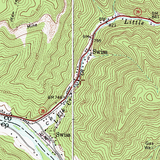 Topographic Map of Swiss Missionary Baptist Church, WV
