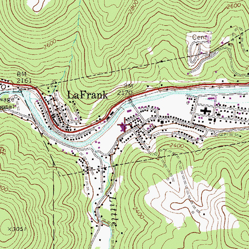 Topographic Map of Cherry River Elementary School, WV