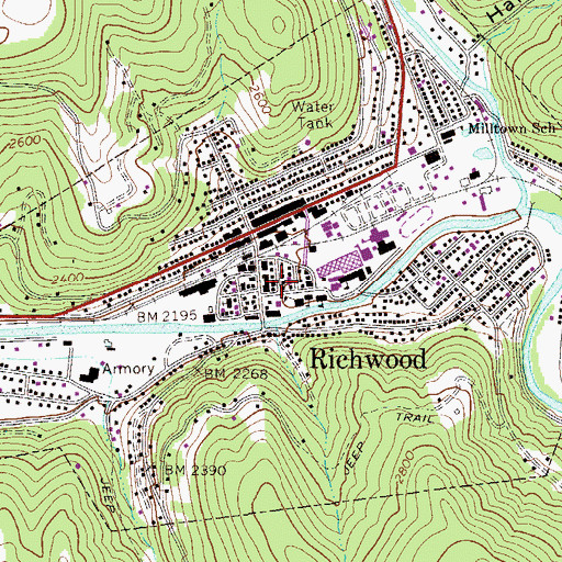 Topographic Map of First Church of God, WV