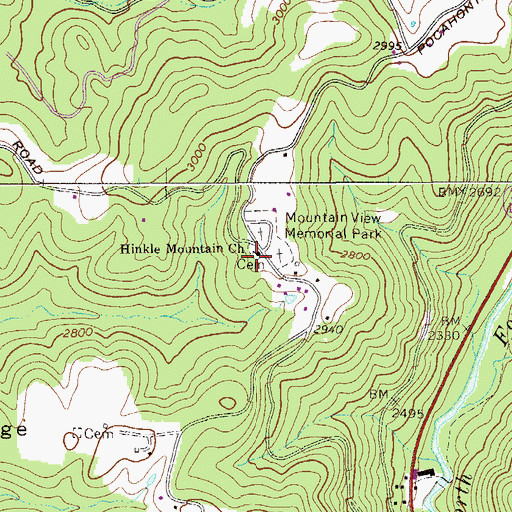 Topographic Map of Hinkle Mountain Cemetery, WV