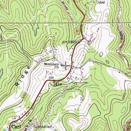 Topographic Map of Mountain Cemetery, WV
