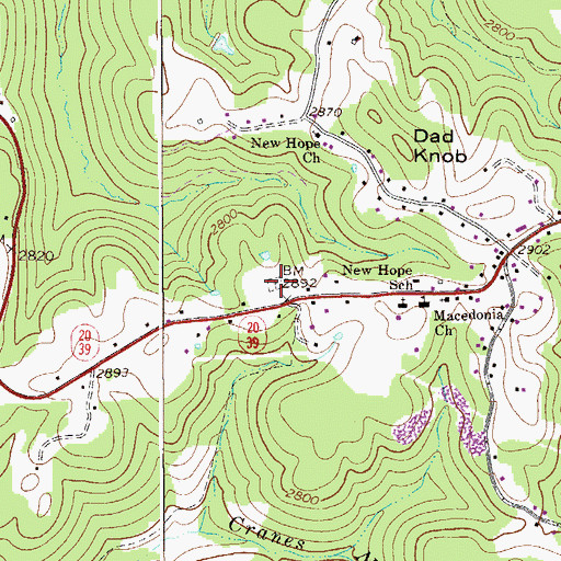 Topographic Map of New Hope Cemetery, WV