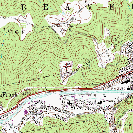 Topographic Map of Richwood Cemetery, WV