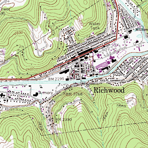 Topographic Map of Richwood Christian Church, WV