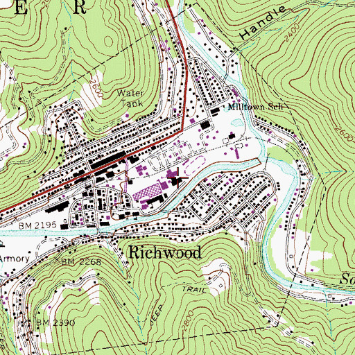 Topographic Map of Richwood Middle School, WV