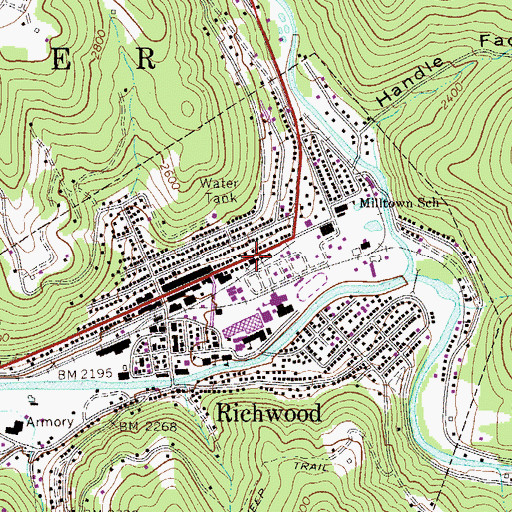 Topographic Map of Richwood Presbyterian Church, WV
