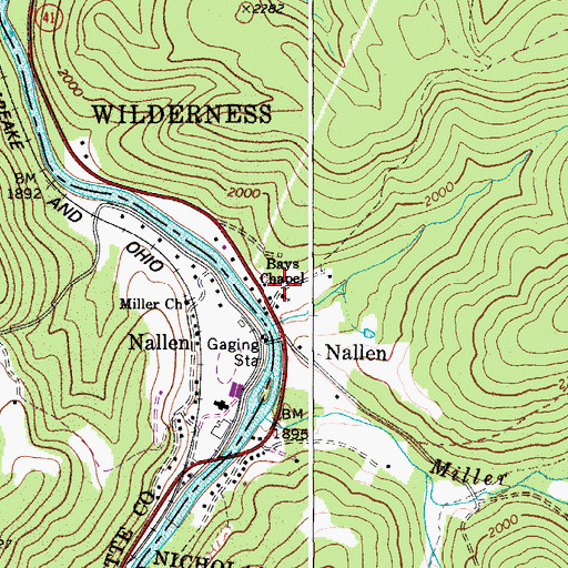 Topographic Map of Bays School (historical), WV