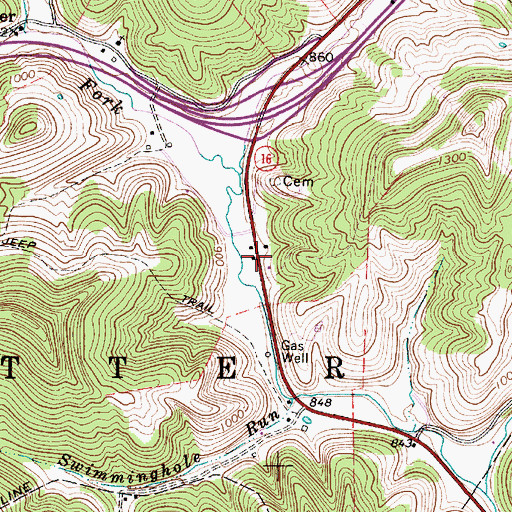 Topographic Map of Big Otter Post Office, WV