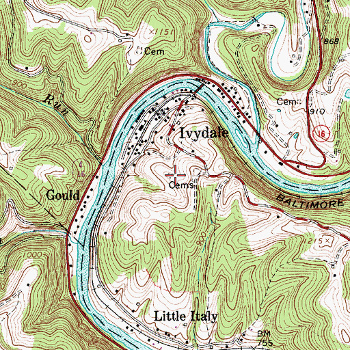 Topographic Map of Bogg Cemetery, WV