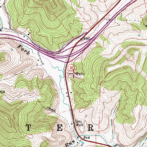 Topographic Map of Boggs Cemetery, WV
