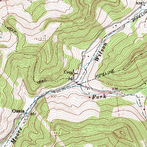 Topographic Map of Chapman Cemetery, WV